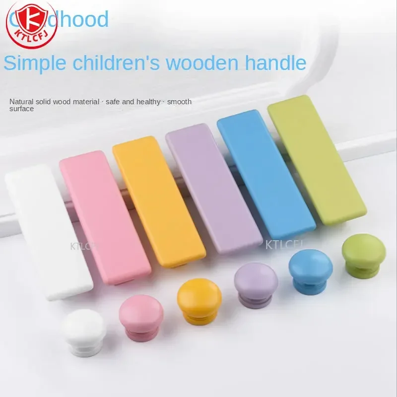 Children Wooden Cabinet Knobs and Handles Kitchen Door Handles Macaron Wardrobe Cupboard Handle Drawer Knobs Furniture Pulls