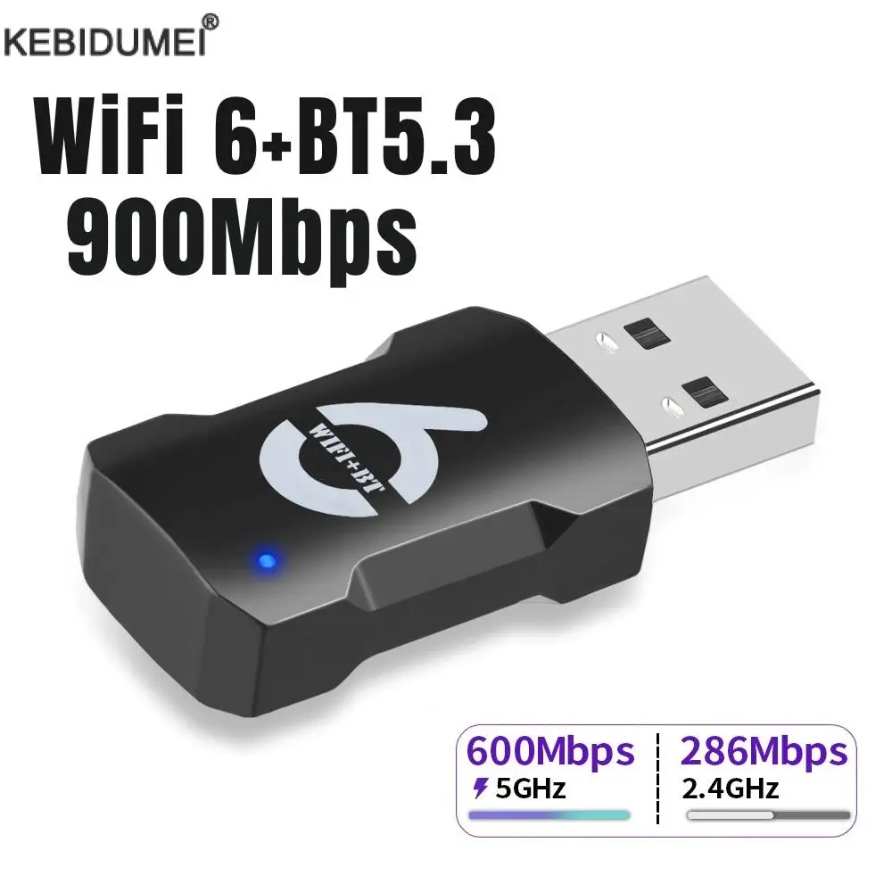 무선 듀얼 밴드 와이파이 USB 어댑터, 900Mbps 블루투스 5.3, 2.4G, 5GHz 와이파이 USB 동글, WLAN 수신기, PC 및 노트북 드라이버 무료