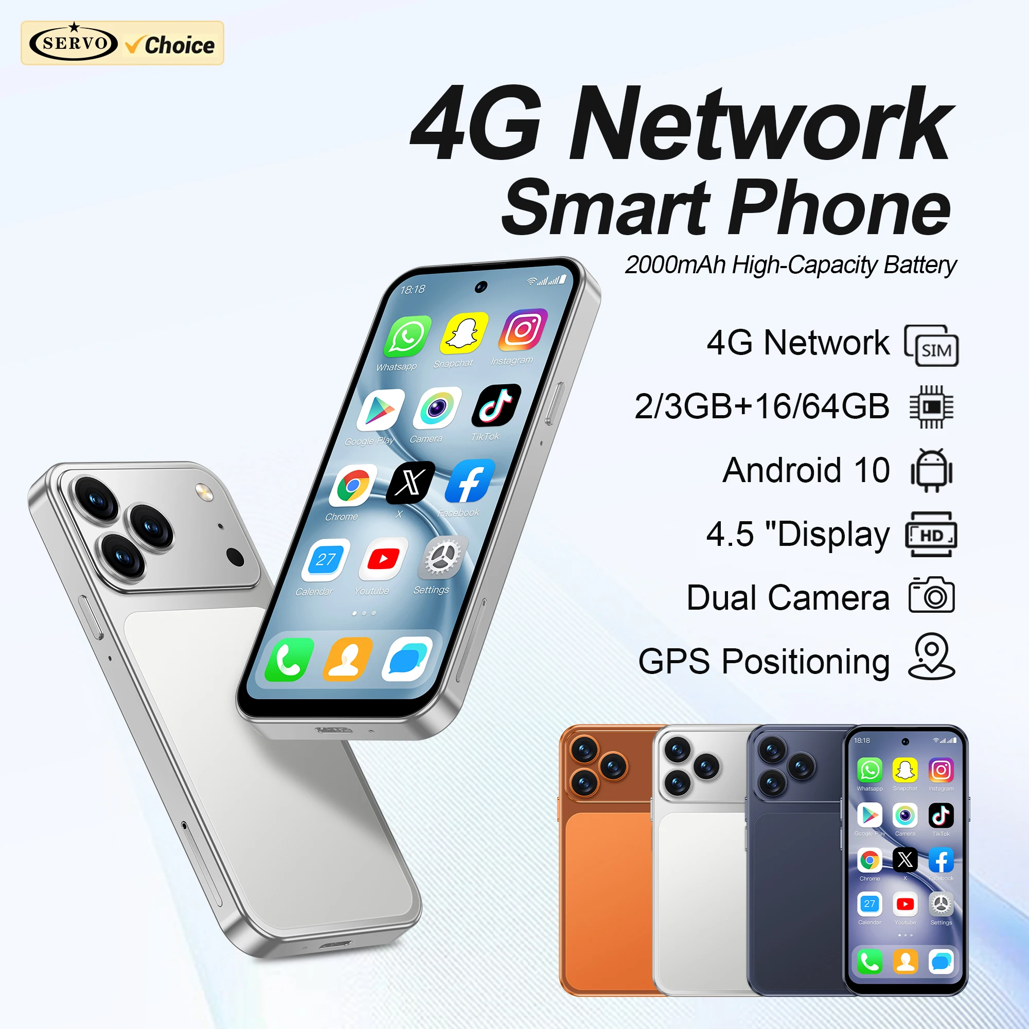 SERVO S45 PRO Android Mini Smartphone 4G LTE RAM 3GB ROM 64GB Google Play Face Unlock 4.5