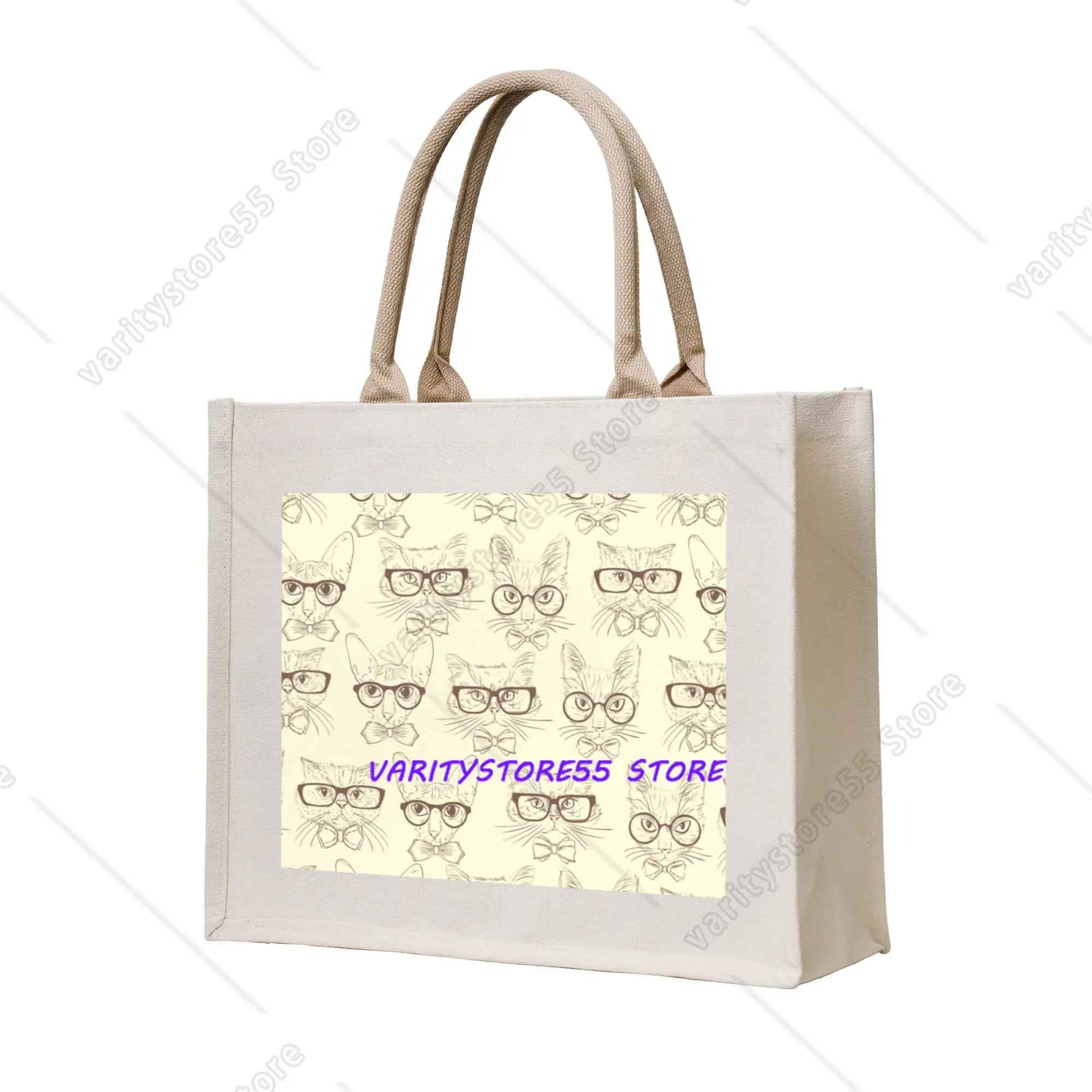 Recycling Hipster Cats With Glasses Shopping Bag Women Tote Bag Portable  Grocery Shopper Bags