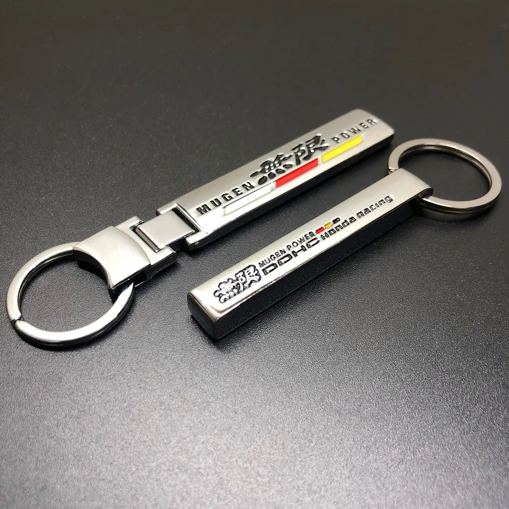 1Pcs Mugen Power DOHC Racing Chrome Auto Car Key Chain Fit For Honda Luxury Keychain Stainless Steel Key Ring Charms