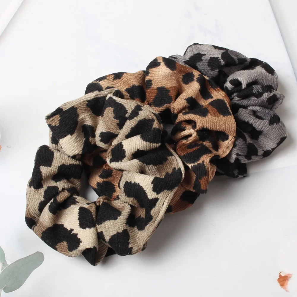 Scrunchie-Kordel mit Leopardenmuster, Herbst-Winter, Cord, solides Scrunchies-Set, elastische Haarbänder, Tiermuster, Pferdeschwanz, Haargummi, Seil – Detail 9