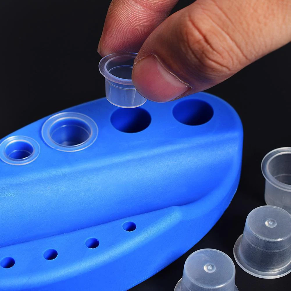 Multi-size Clear Plastic Tattoo Ink Cups Disposable Pigment Holder Anti-spill Microblading Eyebrow Lip Tattoo Accessories