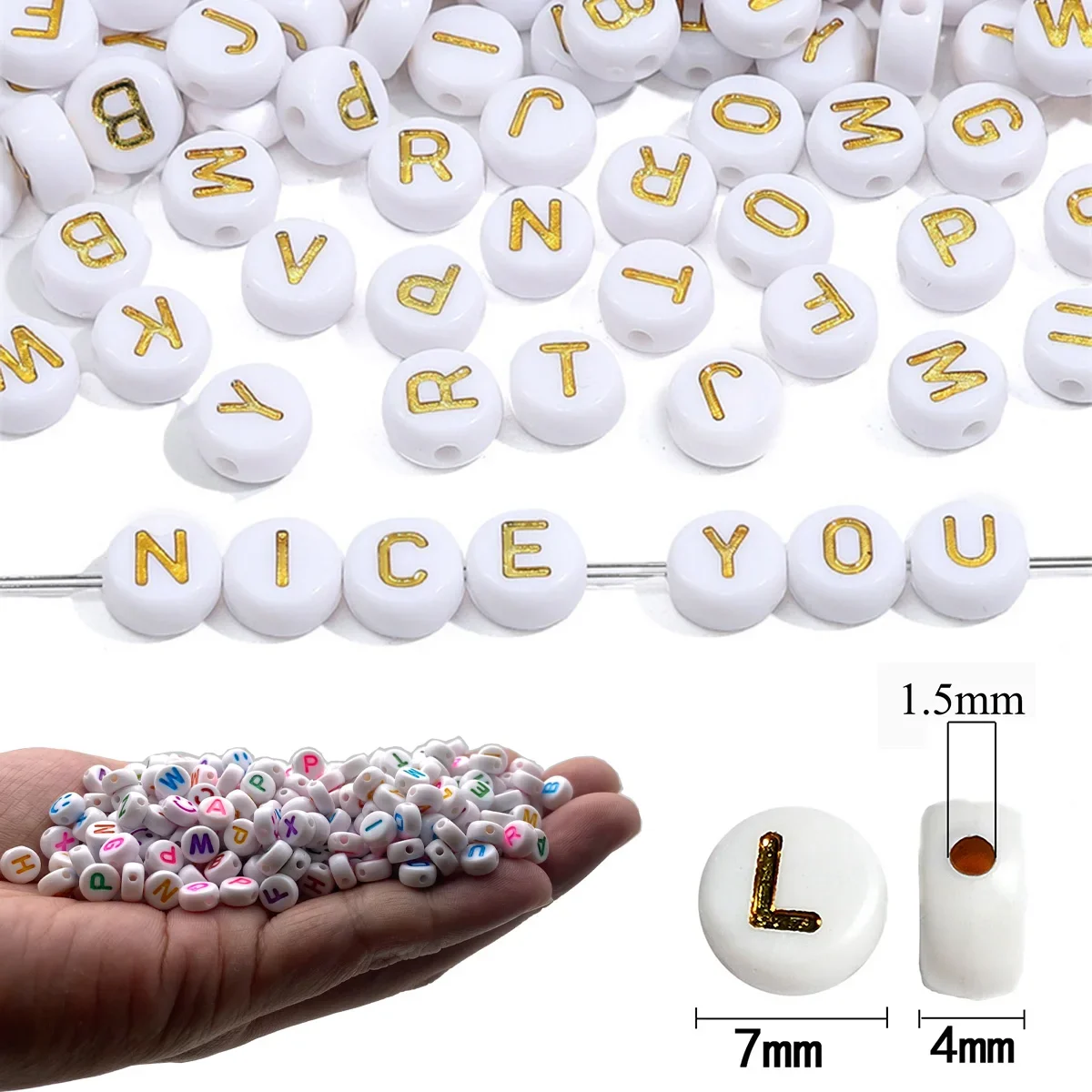 الاكريليك إلكتروني الخرز فضفاض الخرز 4*7 مللي متر 26 الحروف الإنجليزية سحر سوار يدوي الصنع ، قلادة ، سلسلة اليد الخرز