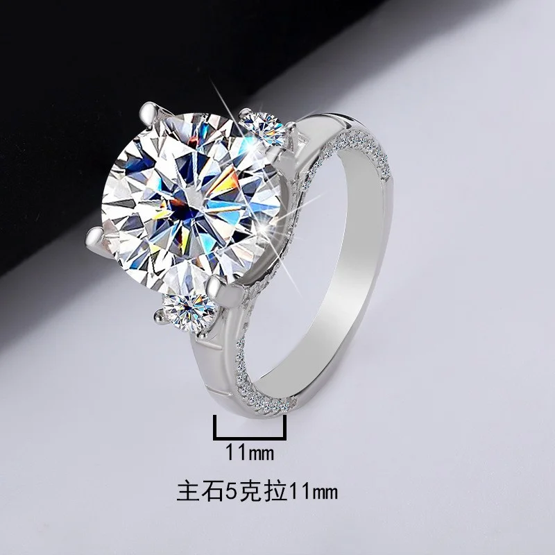 

MSJ145 Lefei Fashion Trendy Luxury Diamond-set Classic Fire Star Moissanite Ring Charms Women s925 Sterling Silver Party Jewelry