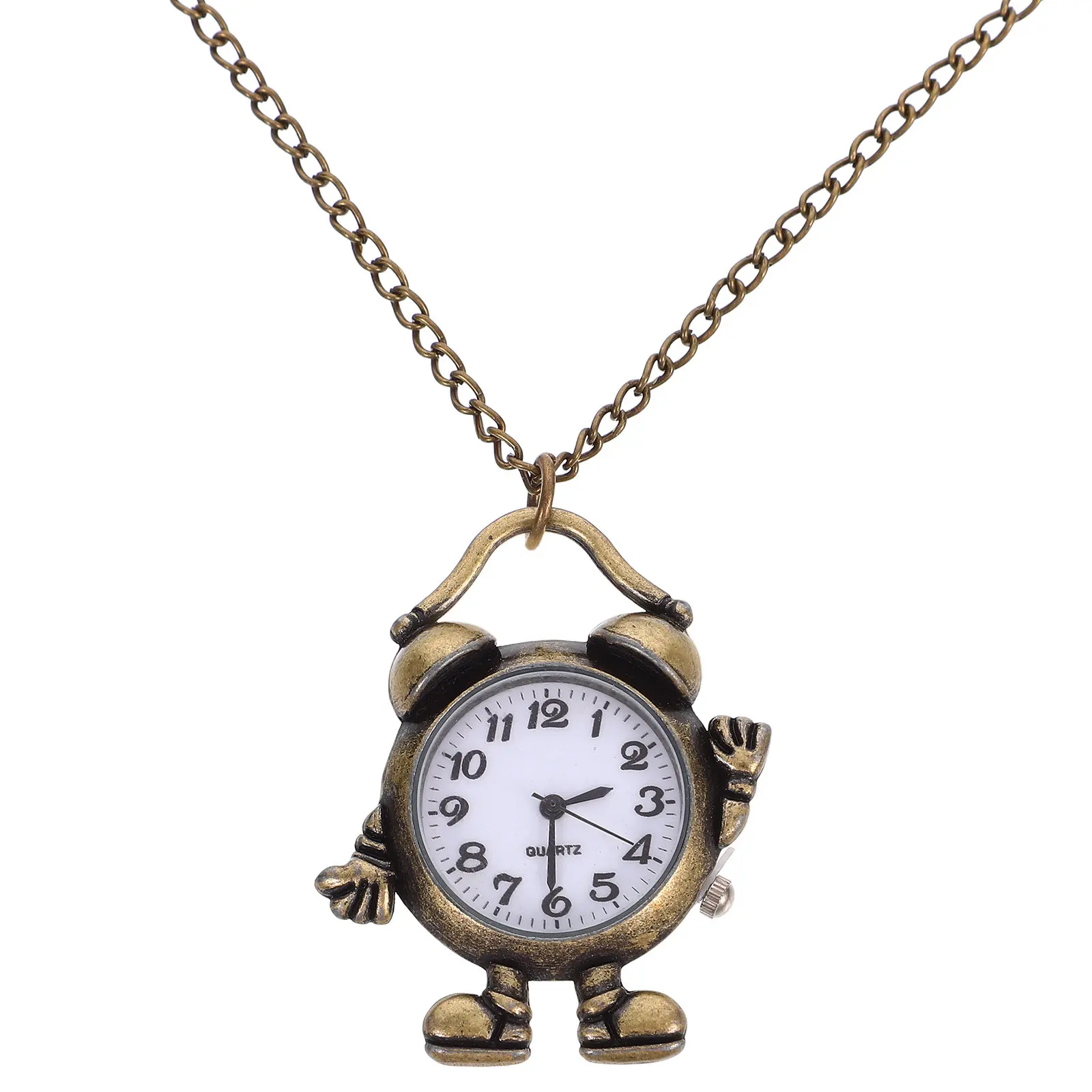 

Vintage Pocket Watch Retro Alloy Quartz Watch with Chain Fashion Hanging Timepiece for Gifting Family Friends Birthday Holiday