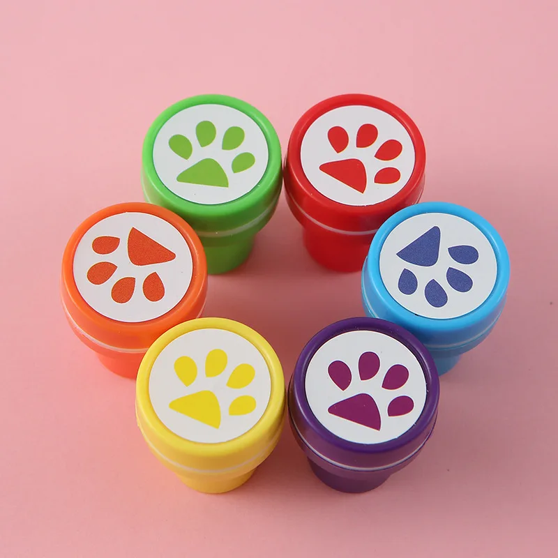 Kit 6pcs Cat Paw Round Infantile Stamp