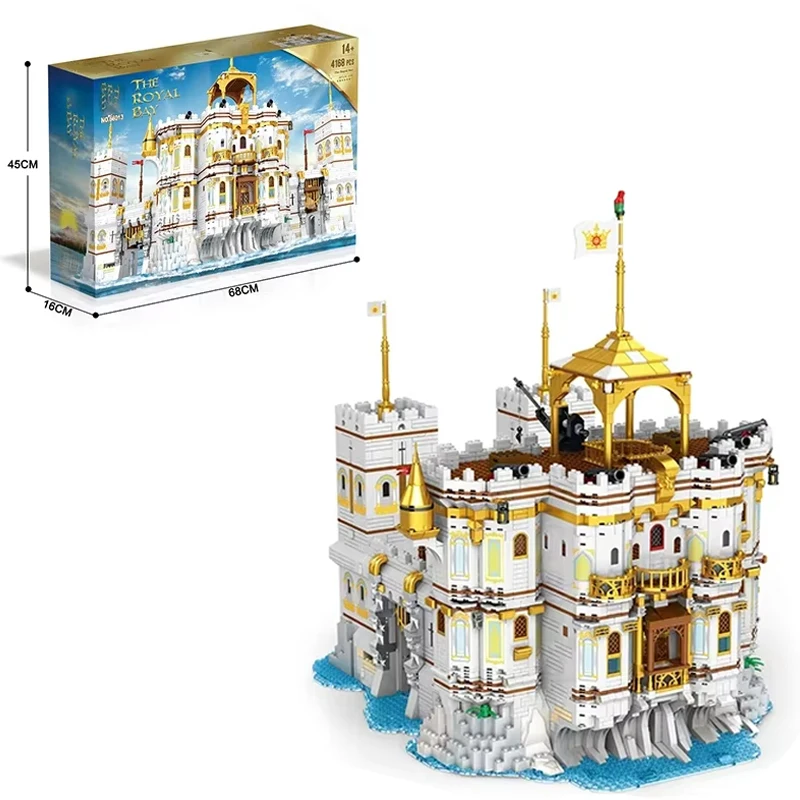 

4168PCS Royal Bay Castle Building Blocks Diy Medieval Vintage City Scape Construction Model Bricks Toys For Kids Holiday Gifts