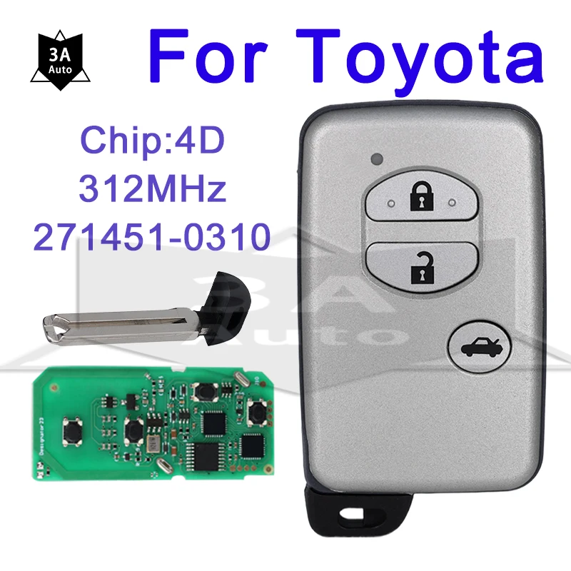 3A  for Toyota Camry Crown Mark X Majesta Japanese Imported 2005-2010 Smart Remote Car Key 271451-0310 312mhz 4D Chip