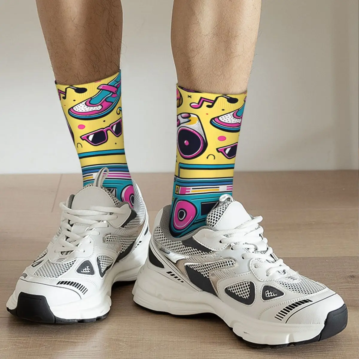 Crazy compression 80S Pop Culture Explosion Sock for Men Harajuku Seamless Pattern Crew Sock Casual