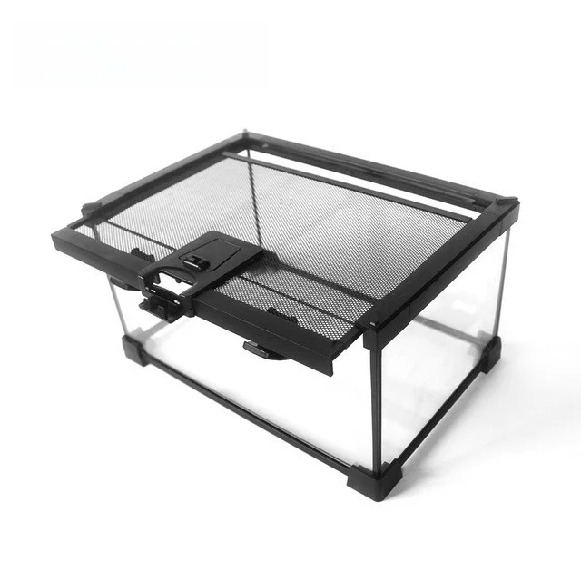 

Glass Rainforest Aquarium Pet Reptile Cage Transparent Eco-friendly Terrarium for Turtles Snakes Bugs And Crabs Desk Size Medium