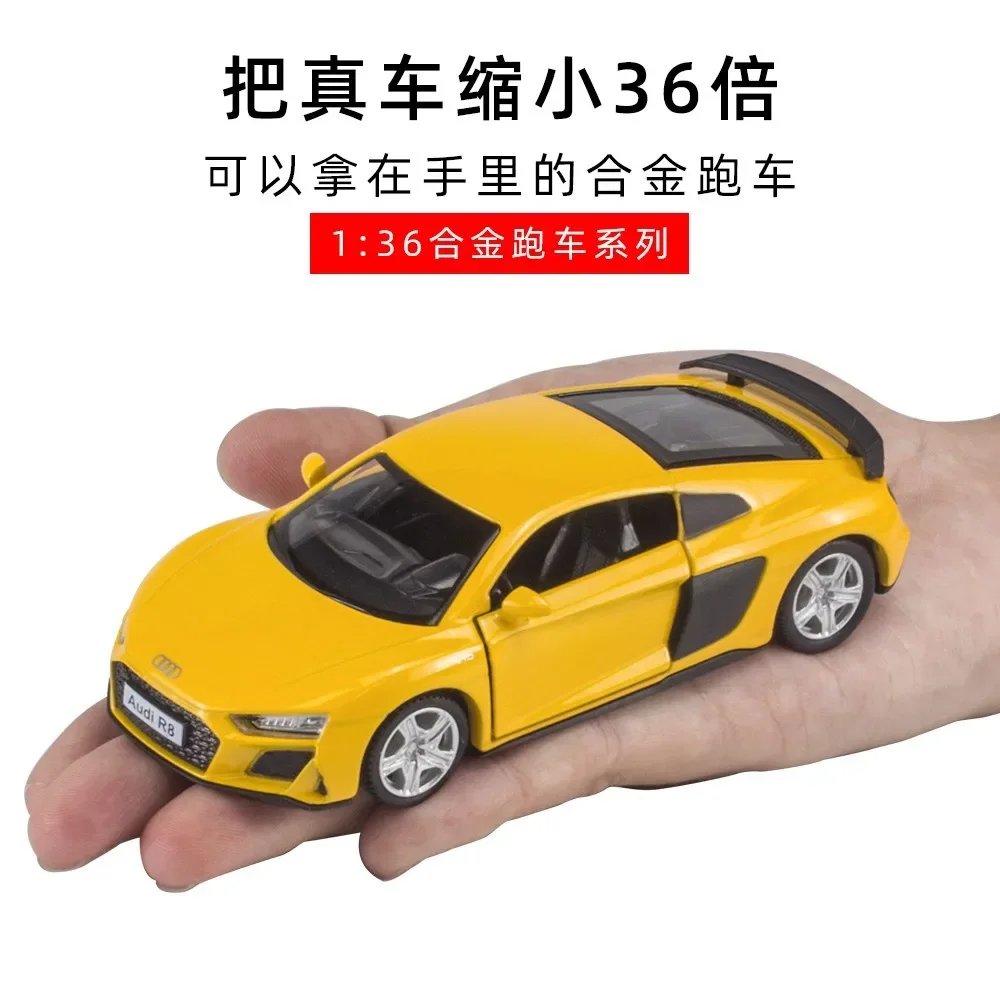 1:36 Audi R8 Simulatie Legering Auto Q7 Terreinwagen Kinderen Speelgoed Trek Auto Model Ornamenten Jongen Verjaardagscadeau Collectie