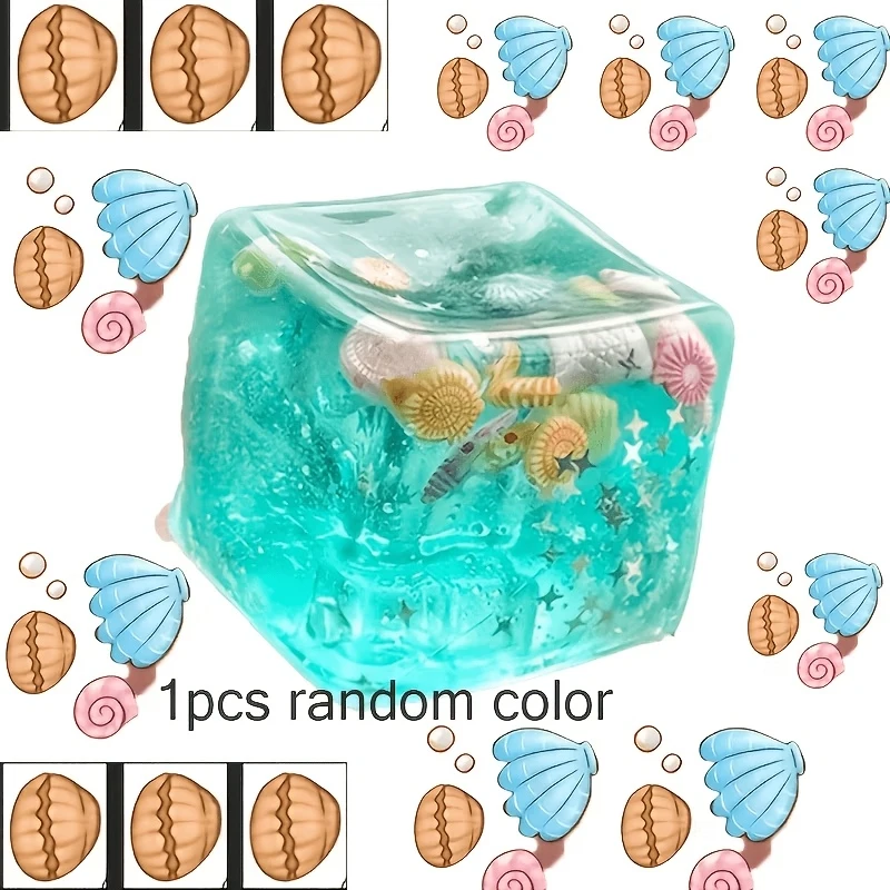 1pc Ocean World Squeeze Toy, Cartoon 3D Design with Fish and Shellfish, Slow Rising, Cute Desktop Decor.