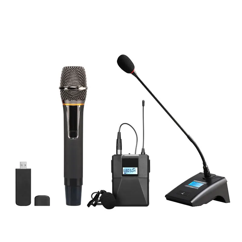 One to two wireless microphone, handheld gooseneck conference microphone, wireless microphone.