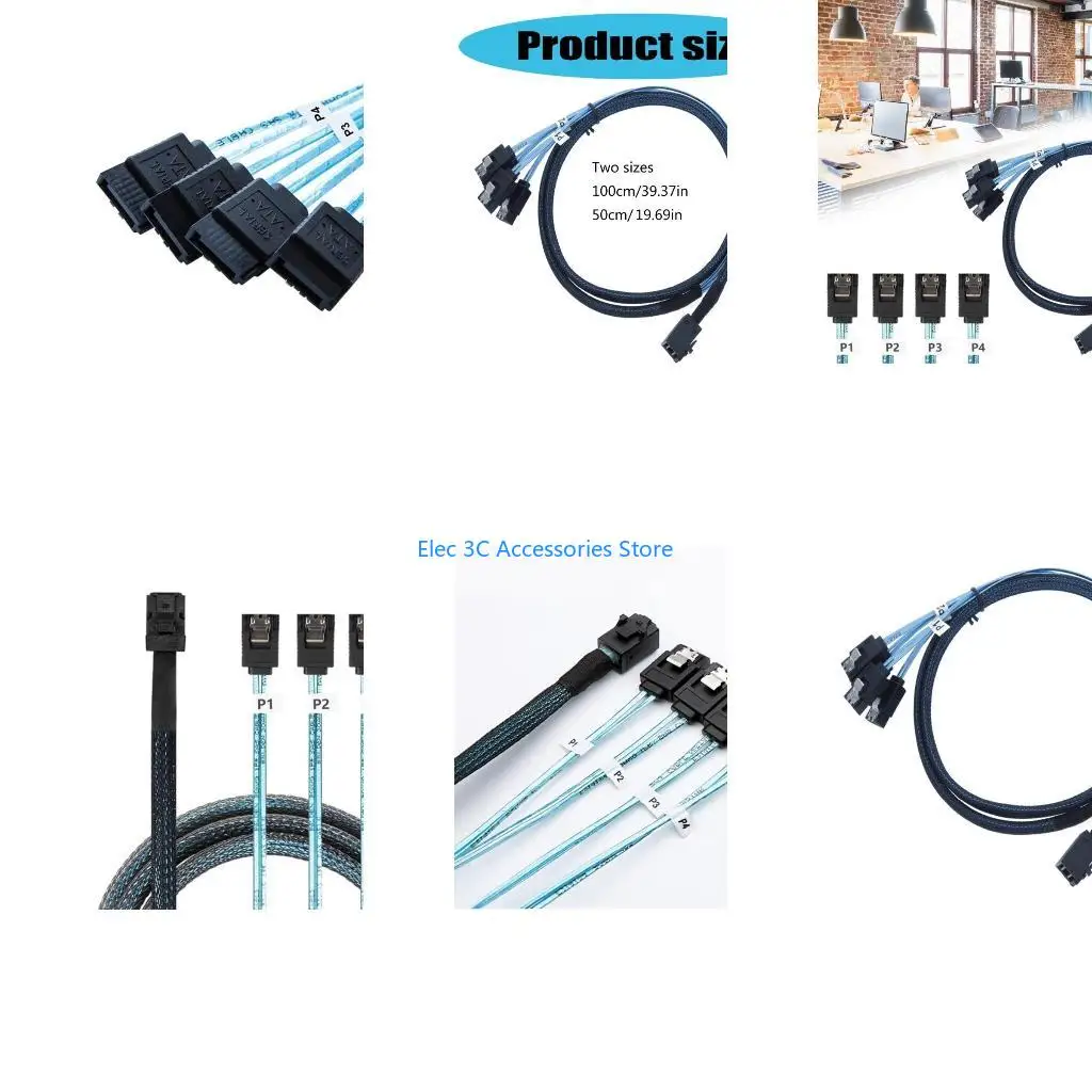 Y51A SFF-8643 to 4 Port 7Pin Connector SFF-8639 Breakouts Cable Power Adapter Cable