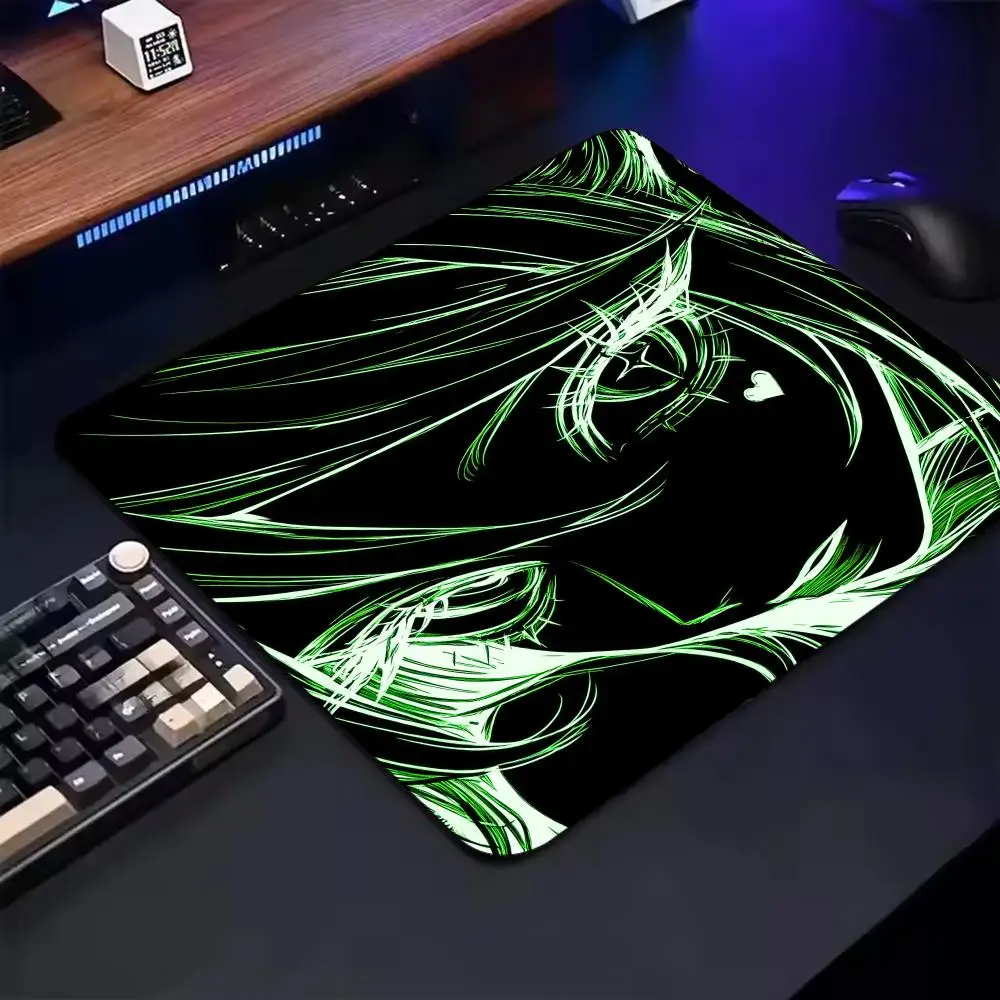 Square Mouse Pad Anime Girl Eye Line Art Pattern Non Slip Rubber Smooth Surface Desk Mat For Gaming And Daily Desktop Setup