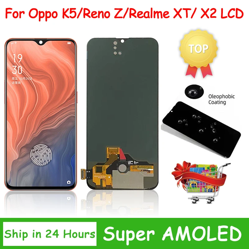 K5 Display Screen For Oppo Reno Z PCDM10 LCD Display Screen Touch Panel Digitizer For Realme X2 XT RMX1992 RMX1921 LCD