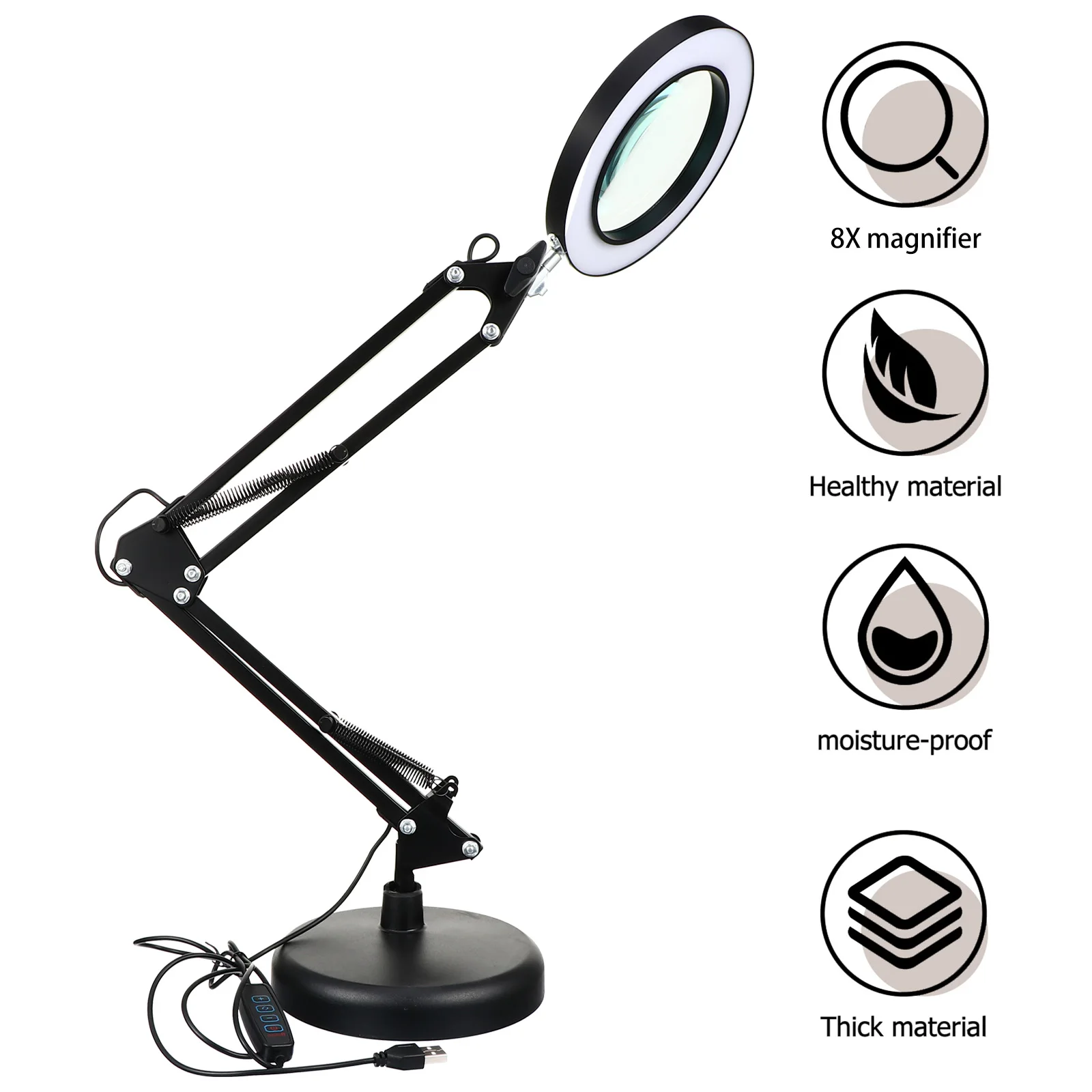 

1 set 5X Led Magnifying Lamp Adjustable Folding Arm 3 Joints Shadow Free Eyelash Facial Magnifier With Pedestal Portable Beauty
