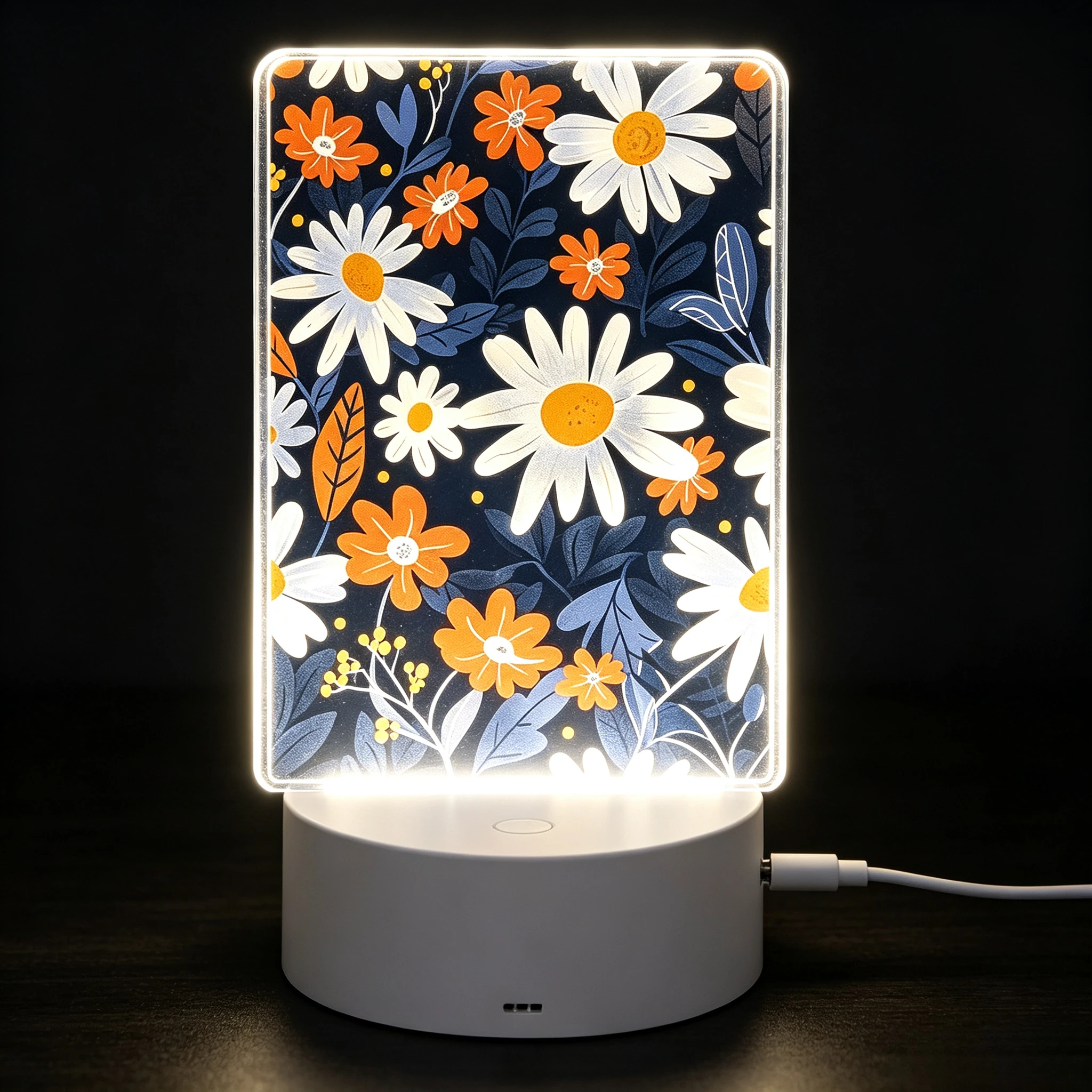Night Light Flat Design Style Acrylic Night Light Dimmable LED Bedside Lamp with USB Small Desk Lamp Acrylic Plaque Light for Room Restaurant Party Bar Decoration