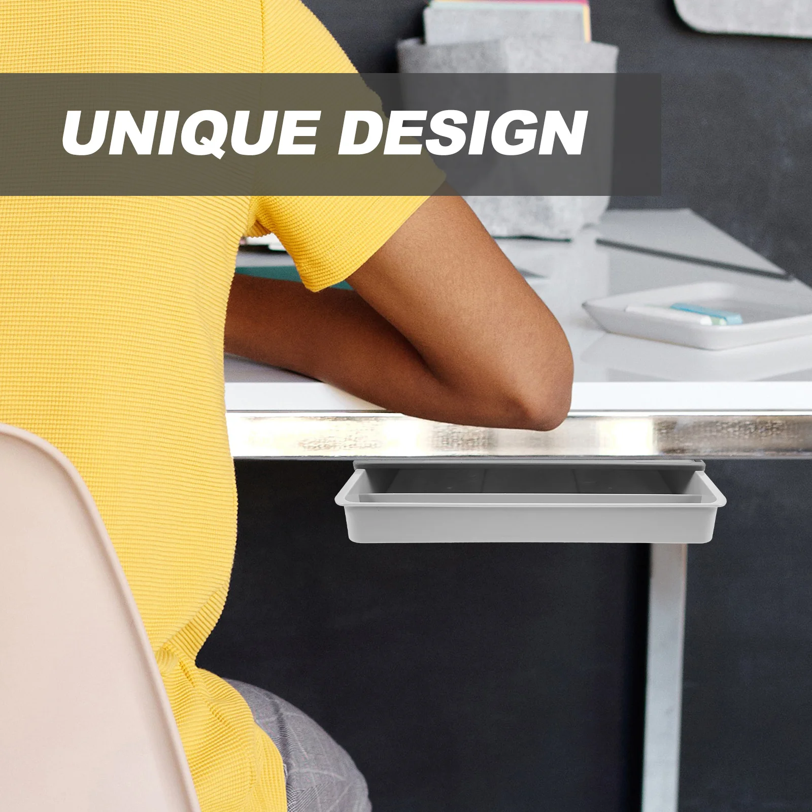 درج نوع صندوق تخزين مخفي تحت الطاولة منظم لمكتب أسفل القلم مقلمة اللوازم المكتبية سطح المكتب صندوق معلق المنزل #3