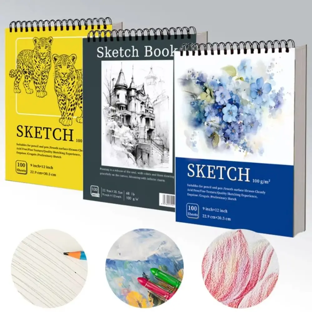 100 Sheets Coil Sketchbook Perforated Pages Portable Drawing Pad Acid-Free Paper 100gsm Thickened Paper Sketching Notebook