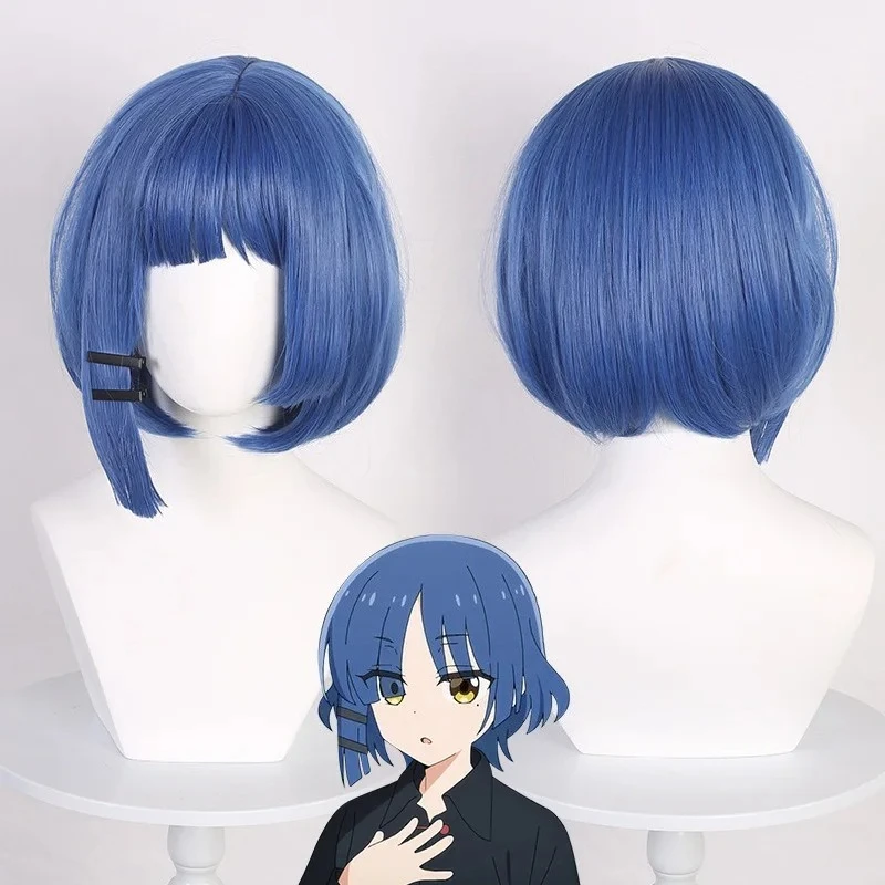 

Synthetic Blue Mix Short Bob Wig with Bangs for Anime Cosplay Women Heat Resistant Fiber Daily Party Use