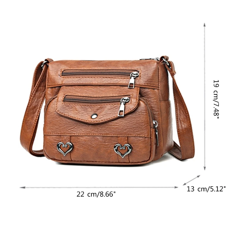 E74B PU Leather Crossbody Bag with Multiple Pockets Fashionable Unisex Shoulder Bag Versatile Single shoulder Bag for Girls