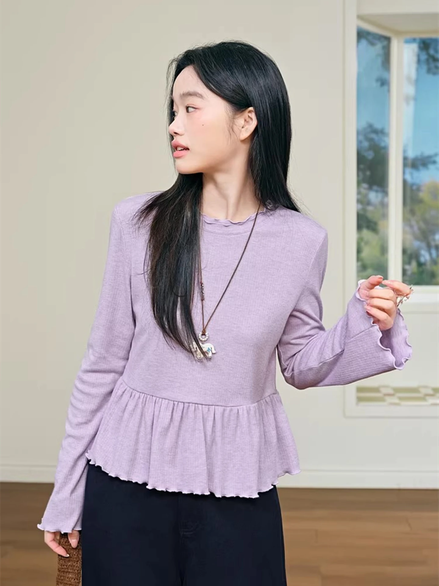 

Белая футболка с длинным рукавом и розовым кружевом, новая весенняя женская модная базовая одежда, нижнее белье, 100% полиэстер