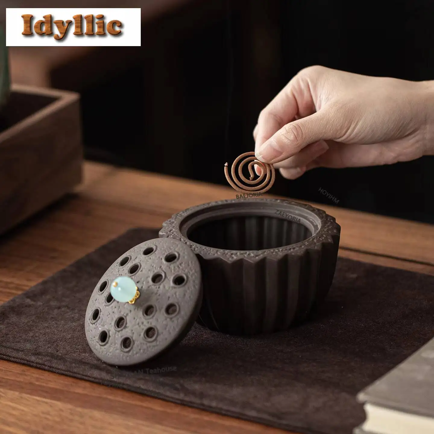 Purple Clay Good Luck Lotus Incense Holder Incense Waterfall Incense Burners Aromatherapy Censer Tea Items Accessories Craft