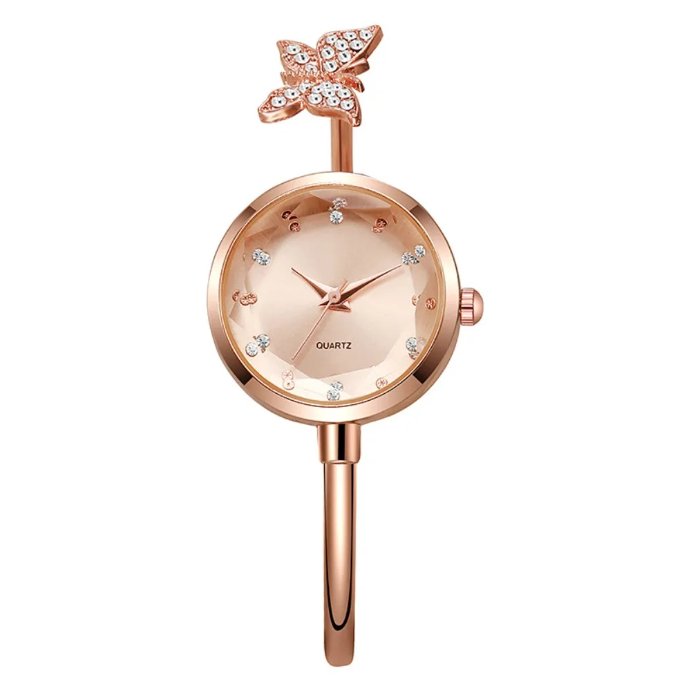 Mother of Pearl Dial Butterfly Bangle Watch Butterfly Motif Quartz Movement Jewelry Bracelet Watch Open Cuff Dainty Design