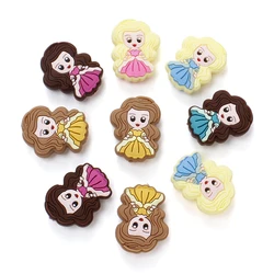 23X30mm 5Pcs Cartoon Fairy Tale Princess Silicone Beads Natural Dummy Clip DIY Baby Pacifier Chain Teether Accessories BPA Free