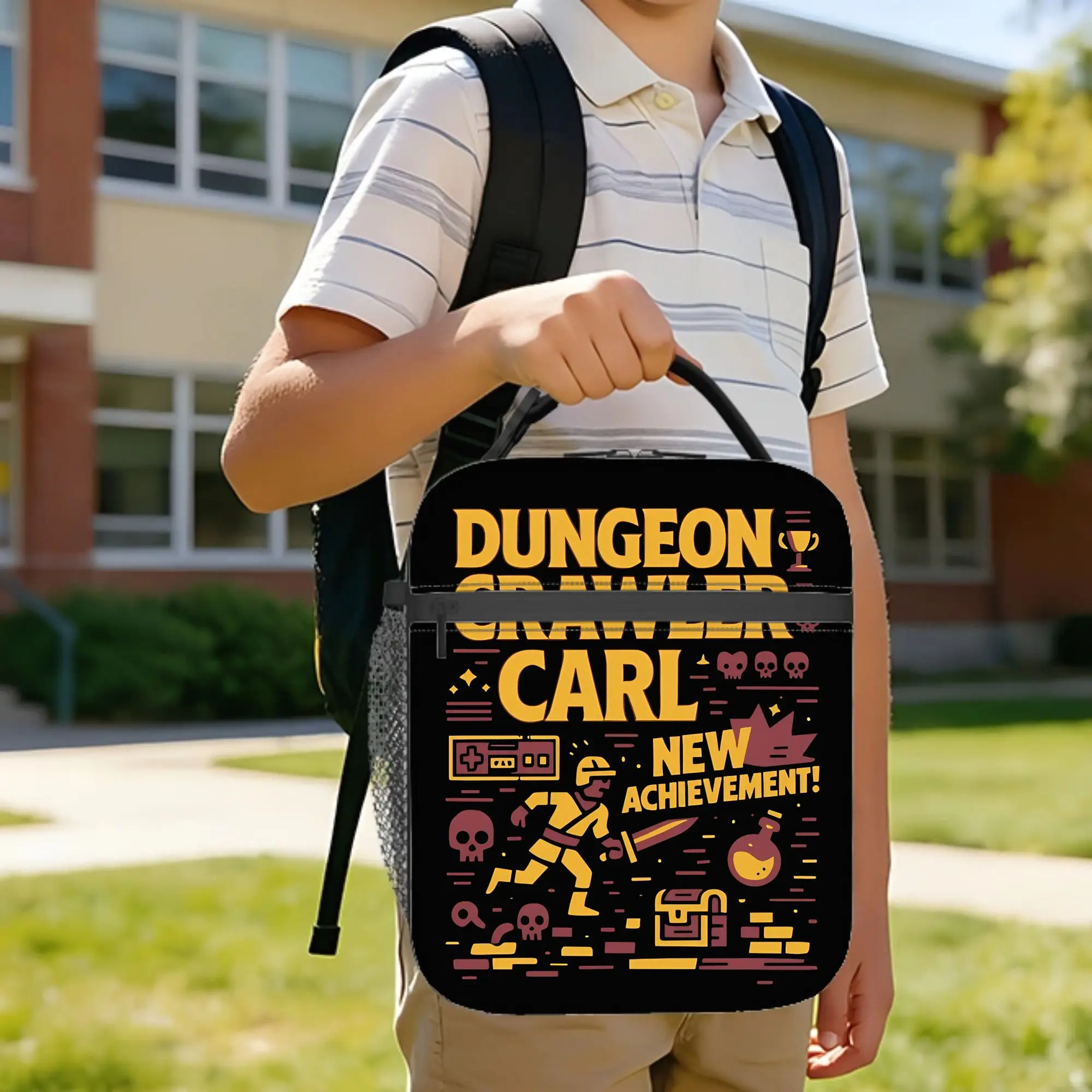 New Achievement Insulated Lunch Bag Large Dungeon Crawler Carl Reusable Cooler Bag Tote Lunch Box College  Travel Food Handbags