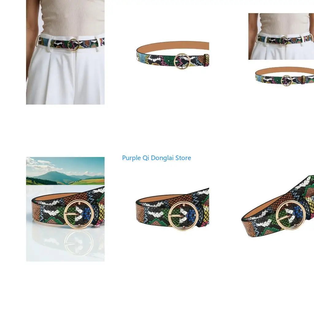 L21E Stylish Reptilian Texture Belt For Casual Outfits Adjustable Waistband PU Leather Waistband