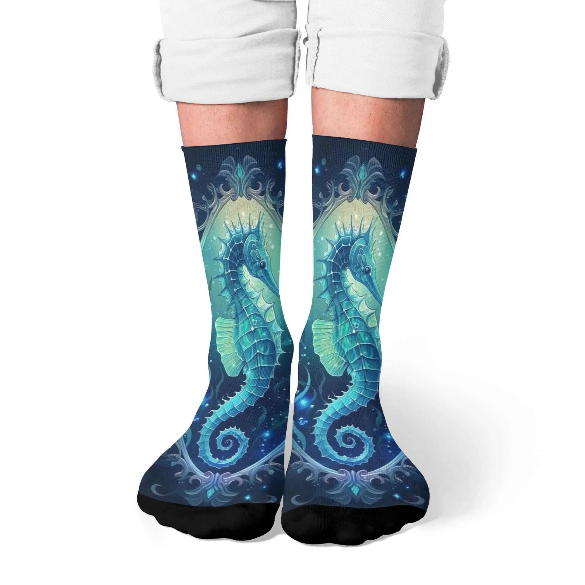 

Повседневные носки на тему морского конька, модные аксессуары в океанском стиле, мужские носки в стиле Харадзюку, ретро, хип-хоп, носки для экипажа, вечерние, праздничные подарки