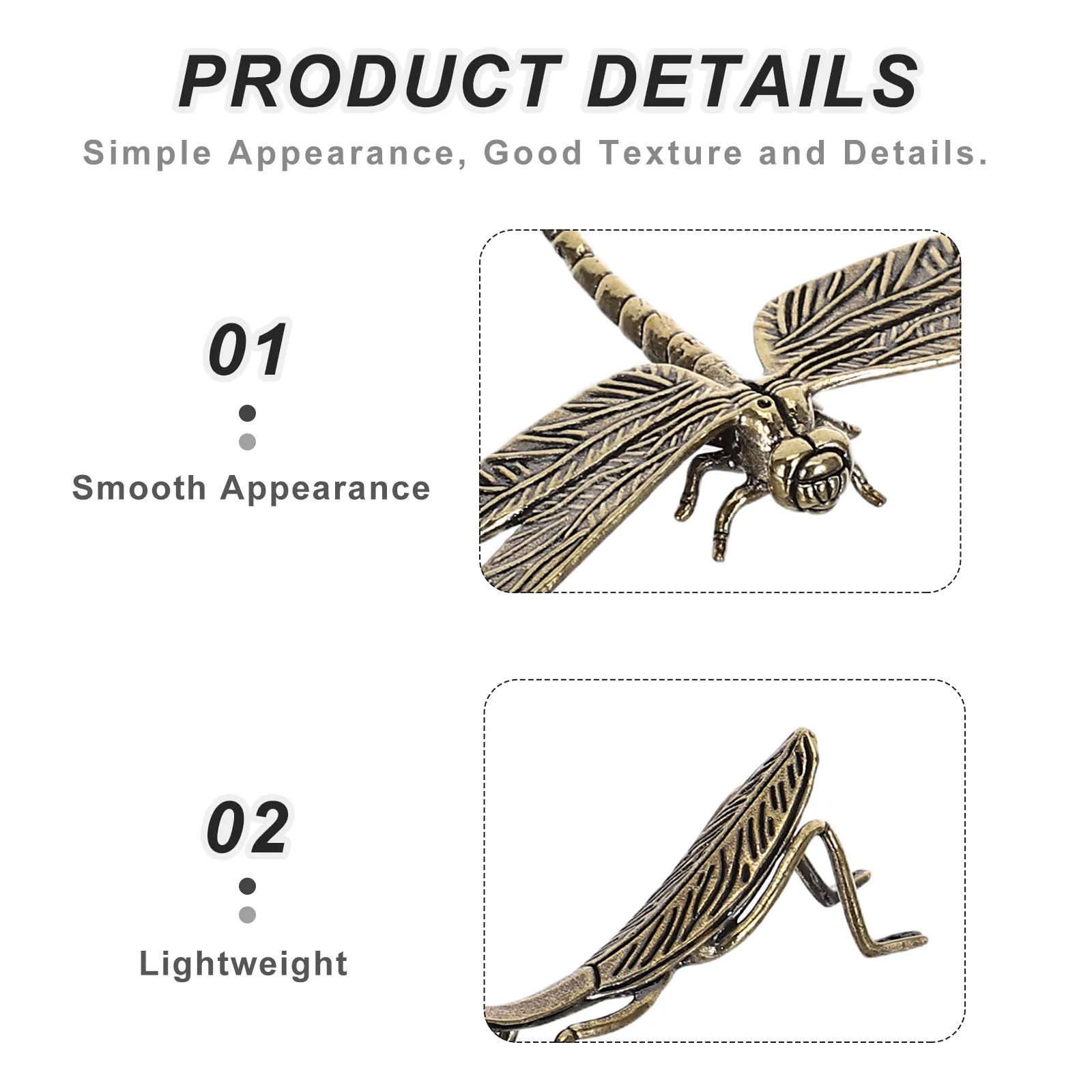 4Pcs Elegant Brass Insect Collection Dragonfly Mantid Figurines for Desktop Mantelpiece Tea Pet Vintage Home Office