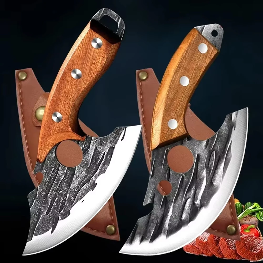 Multifunctional Kitchen Knife Forged Knife Meat Cleaver Stainless Steel Boning Knife with Bottle Opener Portable Pocket Knife