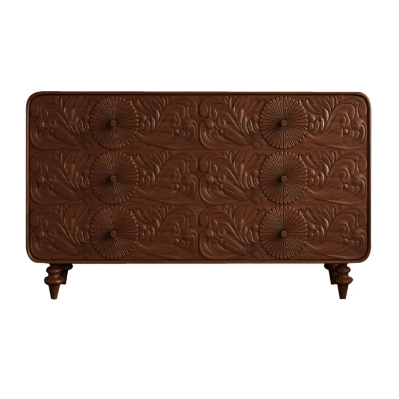 medieval solid wood chest, retro and old carved bedroom multi-functional locker, living room decorative partition integrated c