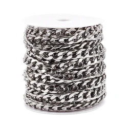 10m/roll 7 7.5 10mm wide 304 Stainless Steel Cuban Link Chains Chunky Curb Chains Unwelded for Jewelry Making DIY Bracelet