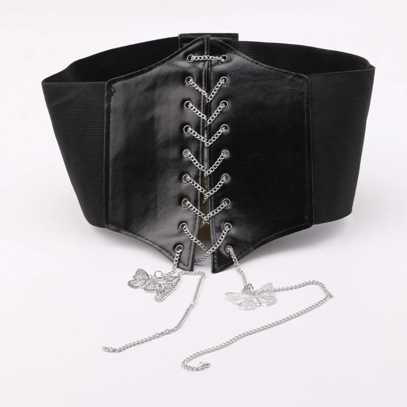 Womens Waistband Butterfly Chain Band Belt Elastic Corset Waist Belt for Dress Drop Shipping