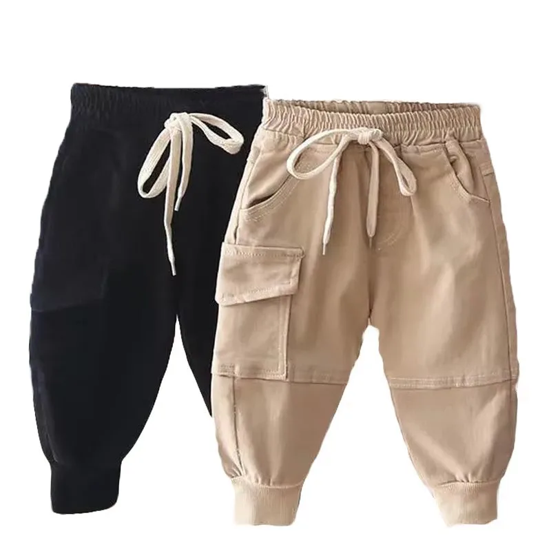 New Cotton Cargo Pants For 2-6 Years Old Solid Boys Casual Sport Pants Enfant Garcon Kids Children Trousers