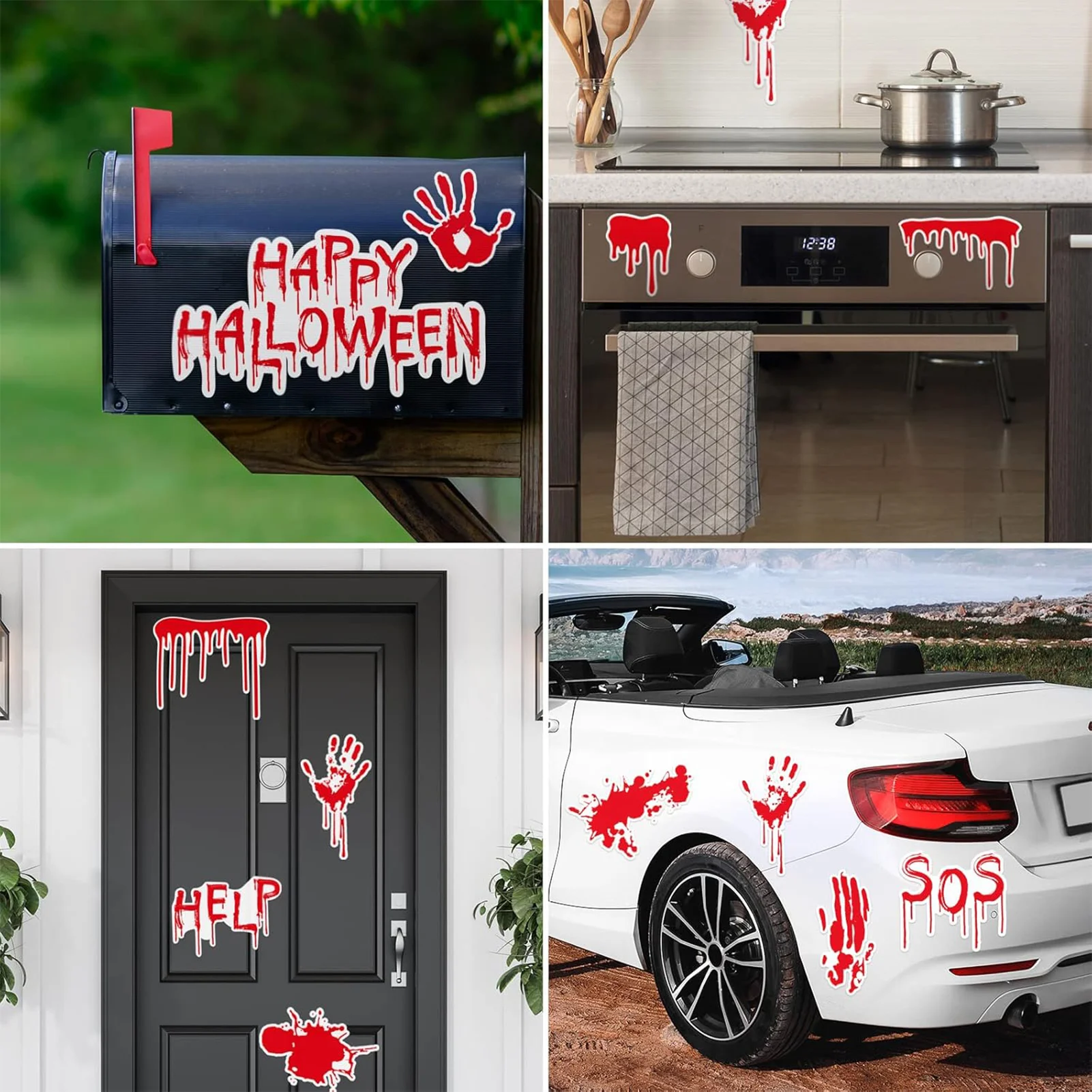 Halloween Refrigerator Magnets Stickers Horror and Dirty Bleeding Red Stickers for Mailbox Locker Office Cabinets