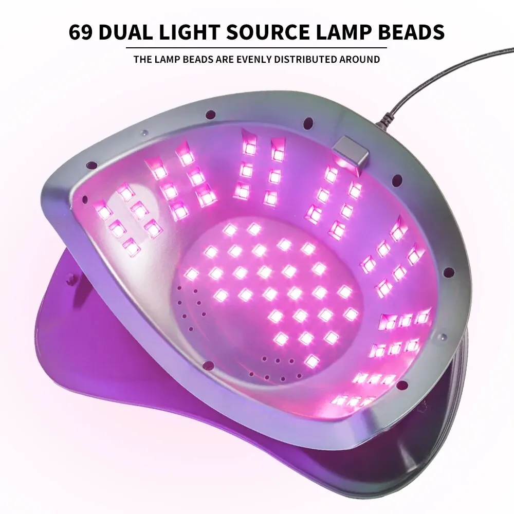 Lámpara secadora de uñas LED UV profesional 69LEDS para secar todo el esmalte de uñas en Gel lámpara de uñas con Sensor infrarrojo para herramienta de salón de manicura