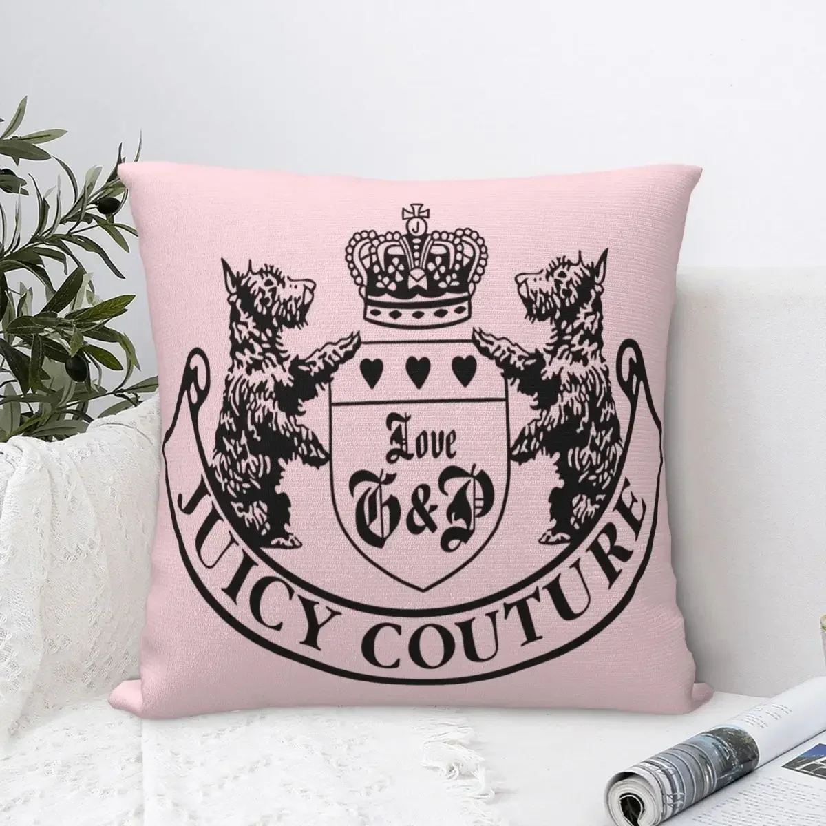 Juicy Couture 1 Pillow Case Pillow Cover Black With Zipper Back Cushion Pillows Decor Home