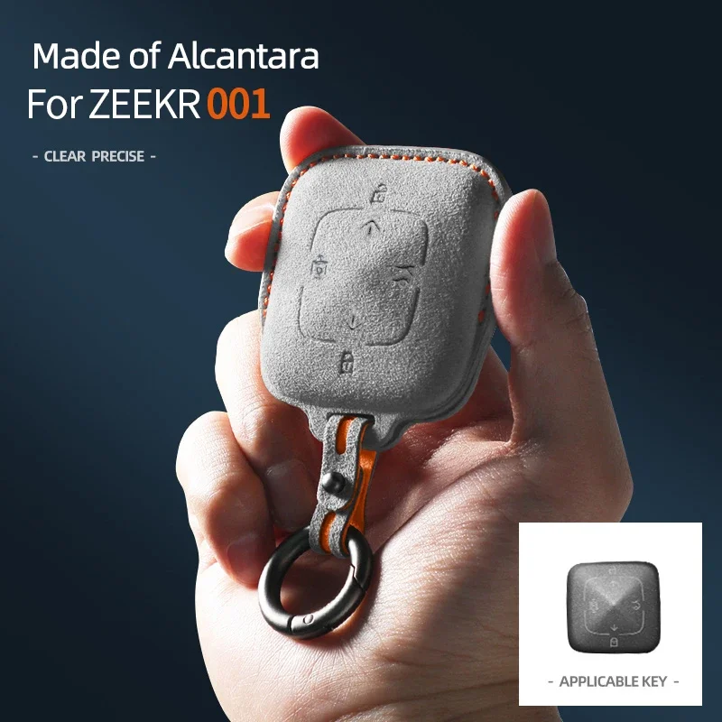 

Alcantara Car Remote Key Case Protector Shell For Zeekr 001 Suede ZEEKR X 2023 2024 Keychain Accessories