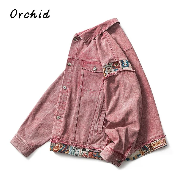 Imagem -02 - Jaqueta Jeans Retrô Rosa Remendos para Mulheres Vintage Estilo bf Jeans Feminino Harajuku Hip-hop Streetwear Grande