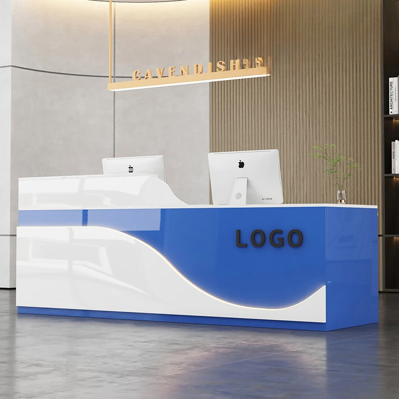 White Reception Desk Desks Stylish Light Office Front Reception Desks Beauty Salon Mostrador Negocio Commercial Furniture