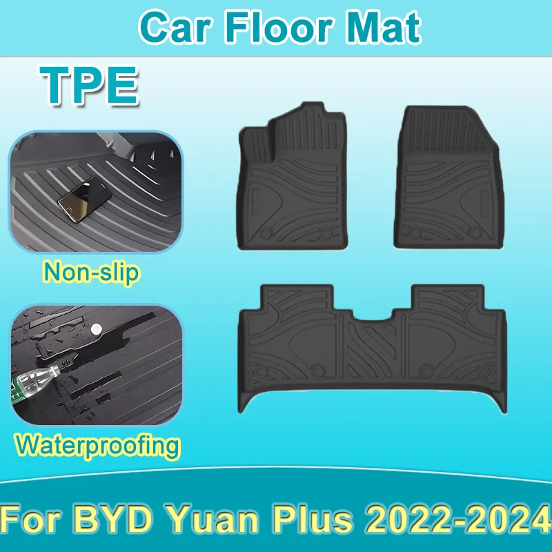

LHD RHD TPE Car Floor Mat Interior Duty Waterproof Non-slip Trunk Rugs Carpets Protector Foot For BYD ATTO3 Yuan Plus 2022-2024