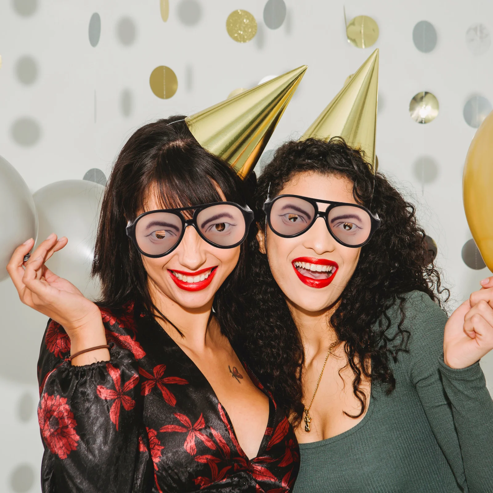 2 قطعة نظارات مضحكة بإطار كبير خفيفة الوزن مزحة نظارات لحفلة الهالوين التنكرية نظارات نكتة جديدة للبالغين زي العين