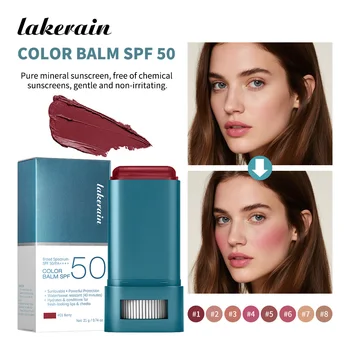Sunscreen SPF 50 Blush Stick Long-Lasting Waterproof Tinted Blush for Glowing Cheeks Sun…