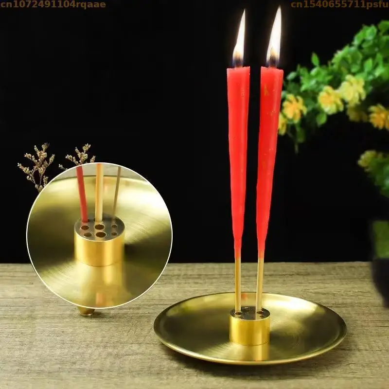 Portable 9 Holes Stick Candle Candleholder Incense Insert Brass Incense Burner Multi Purpose Incense Holder Home Teahouse Supply